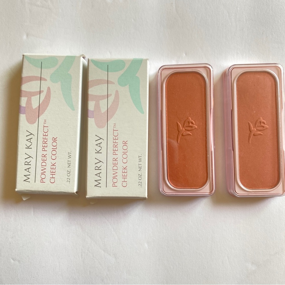 Mary Kay Powder Perfect Cheek Color Blush Mango 5293 .22oz Lot Of 2 NOS Disc VTG